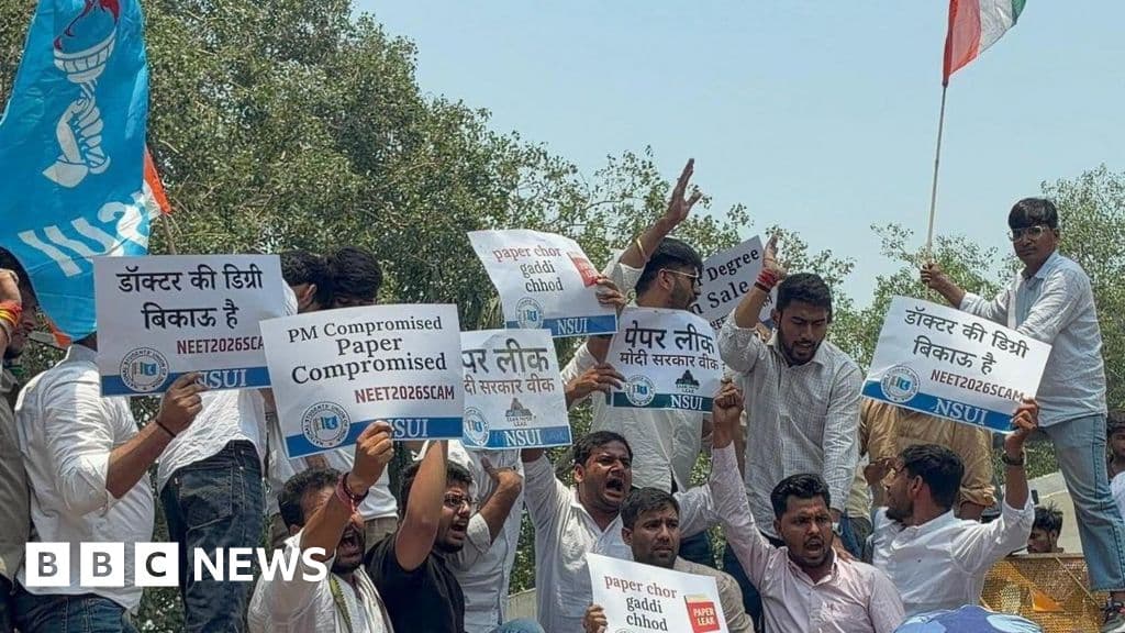 Congress students protest after India cancels medical entrance exam over leak