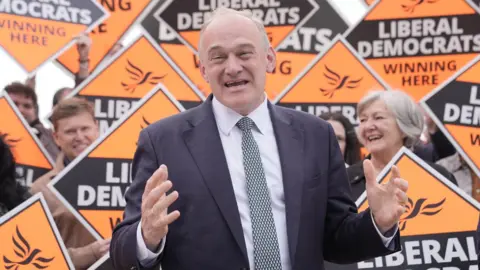 Lib Dem leader hails gains as Labour and Tories slump