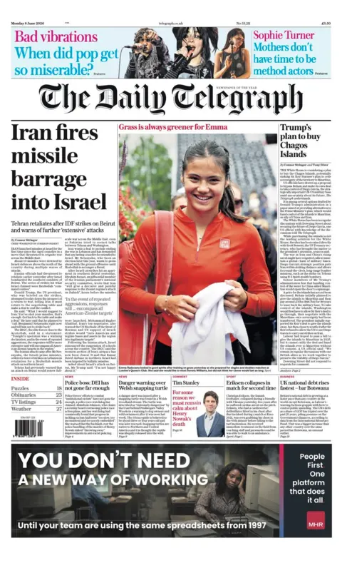 Iran launches missile barrage at Israel as Eriksen collapses on pitch