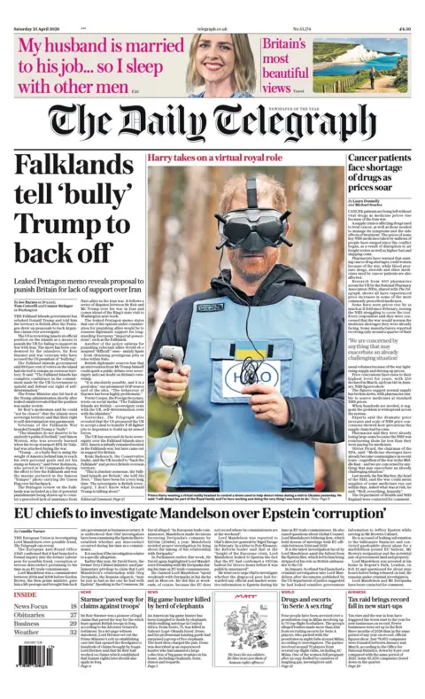 Leaked Pentagon memo suggests US could back Argentine Falklands claim