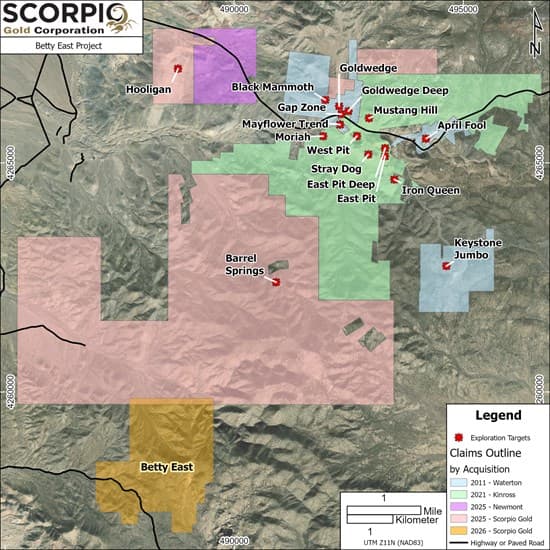 Scorpio Gold Options Betty East in Nye County After Historic High-Grade Gold