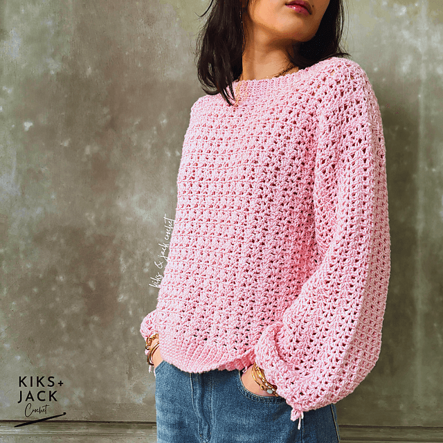 Kiks and Jack Crochet releases free made-to-measure pink sweater pattern