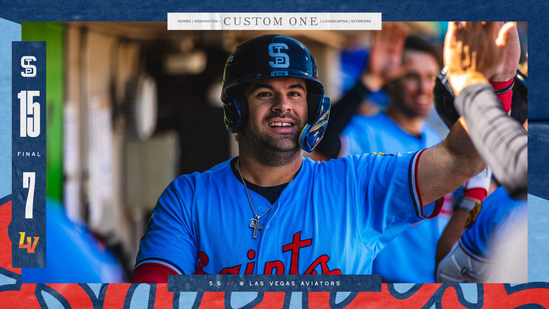 Sabato hits three homers as Saints launch six in 15-7 rout of Aviators