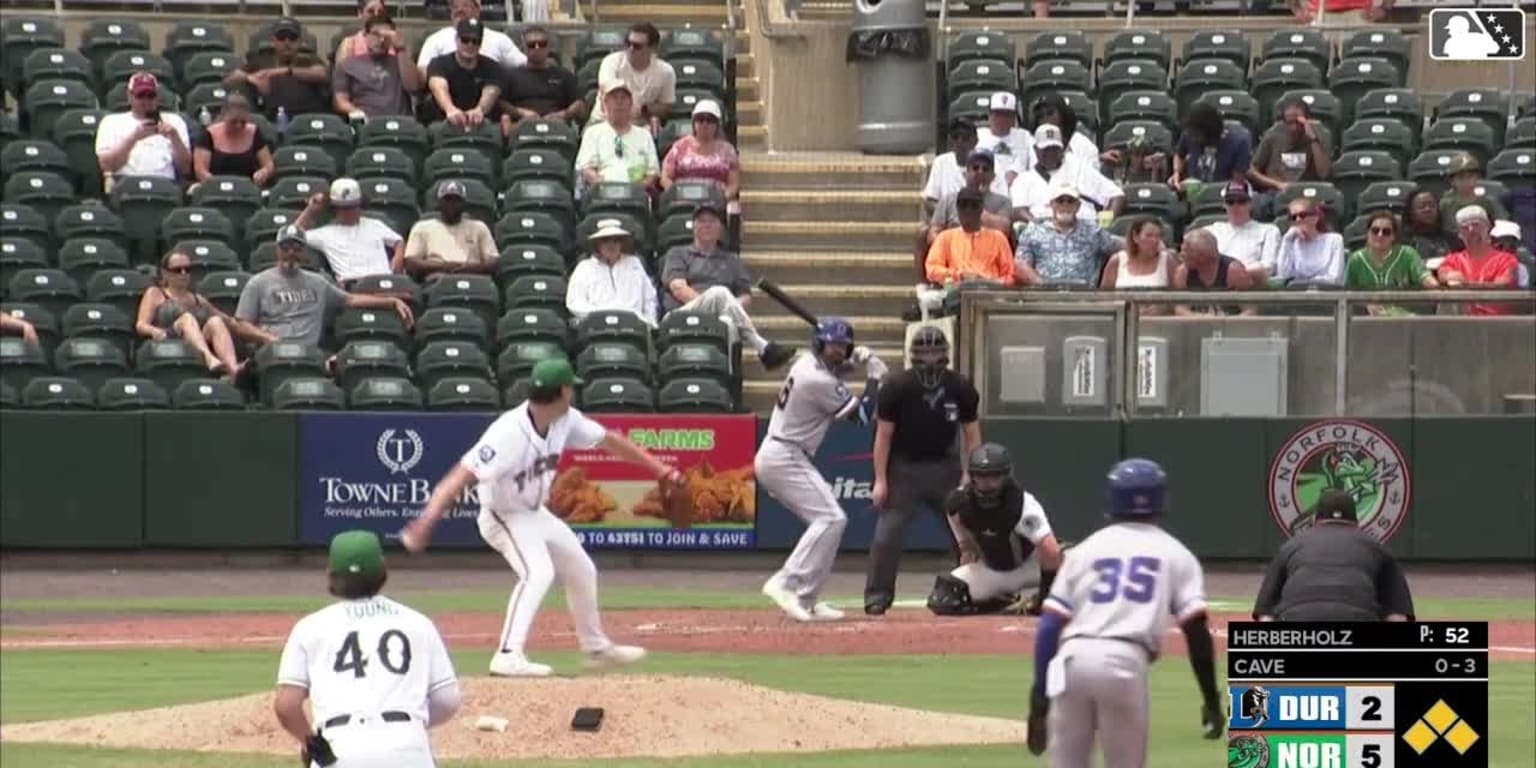 Jake Cave's grand slam lifts Durham past Norfolk 7-5