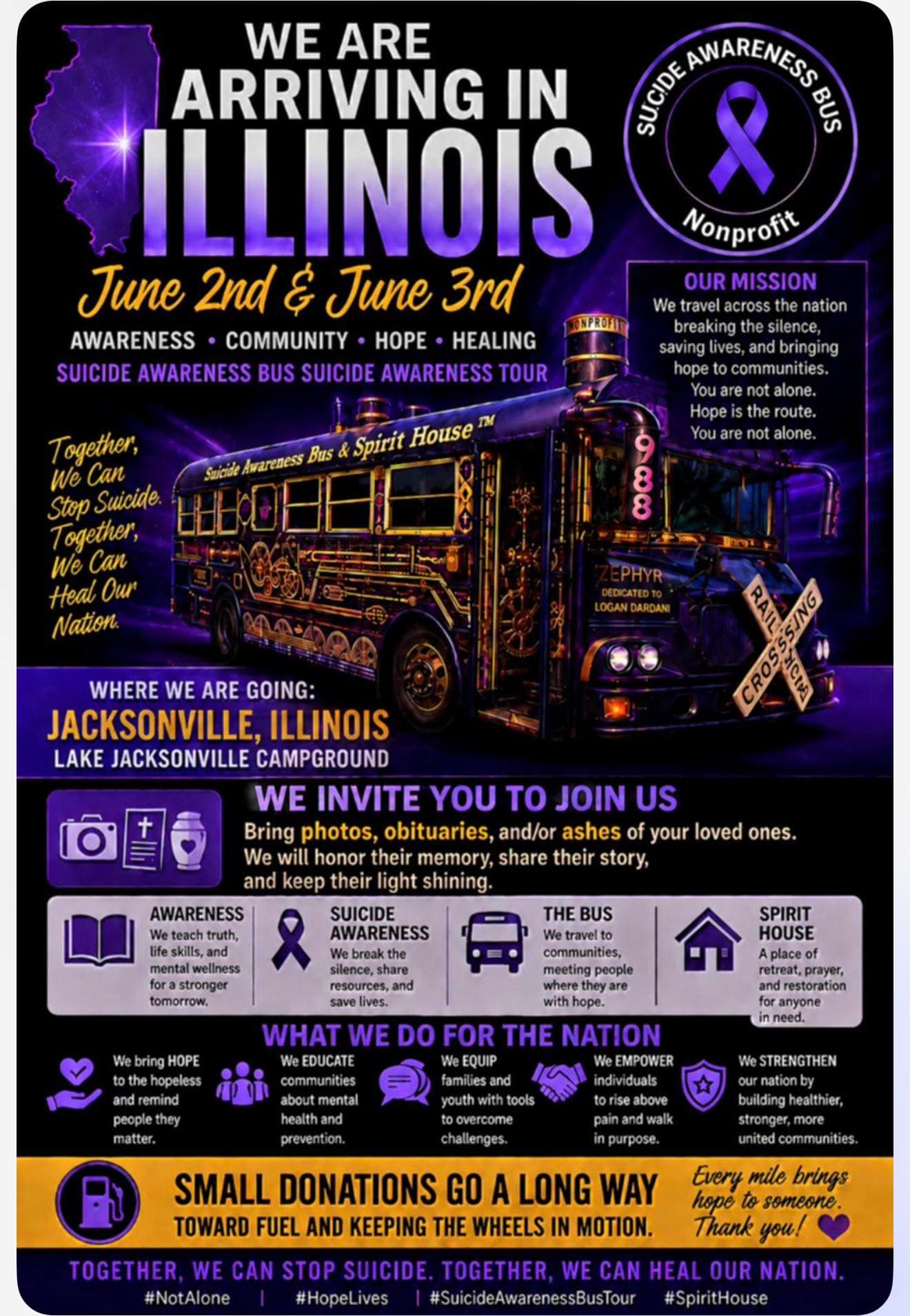 Suicide Awareness Bus stops in Jacksonville for remembrance, hope