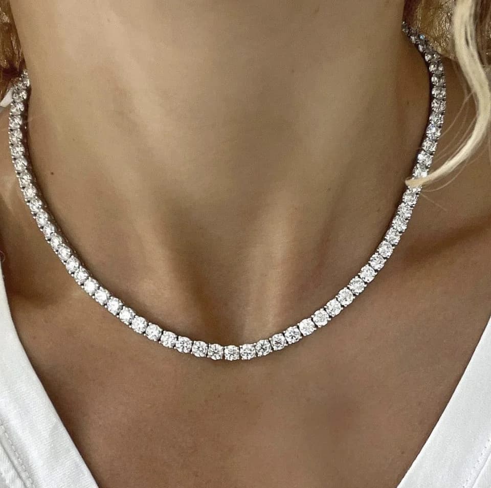Tennis Necklaces Anchor Layered Looks With Timeless Diamond Brilliance