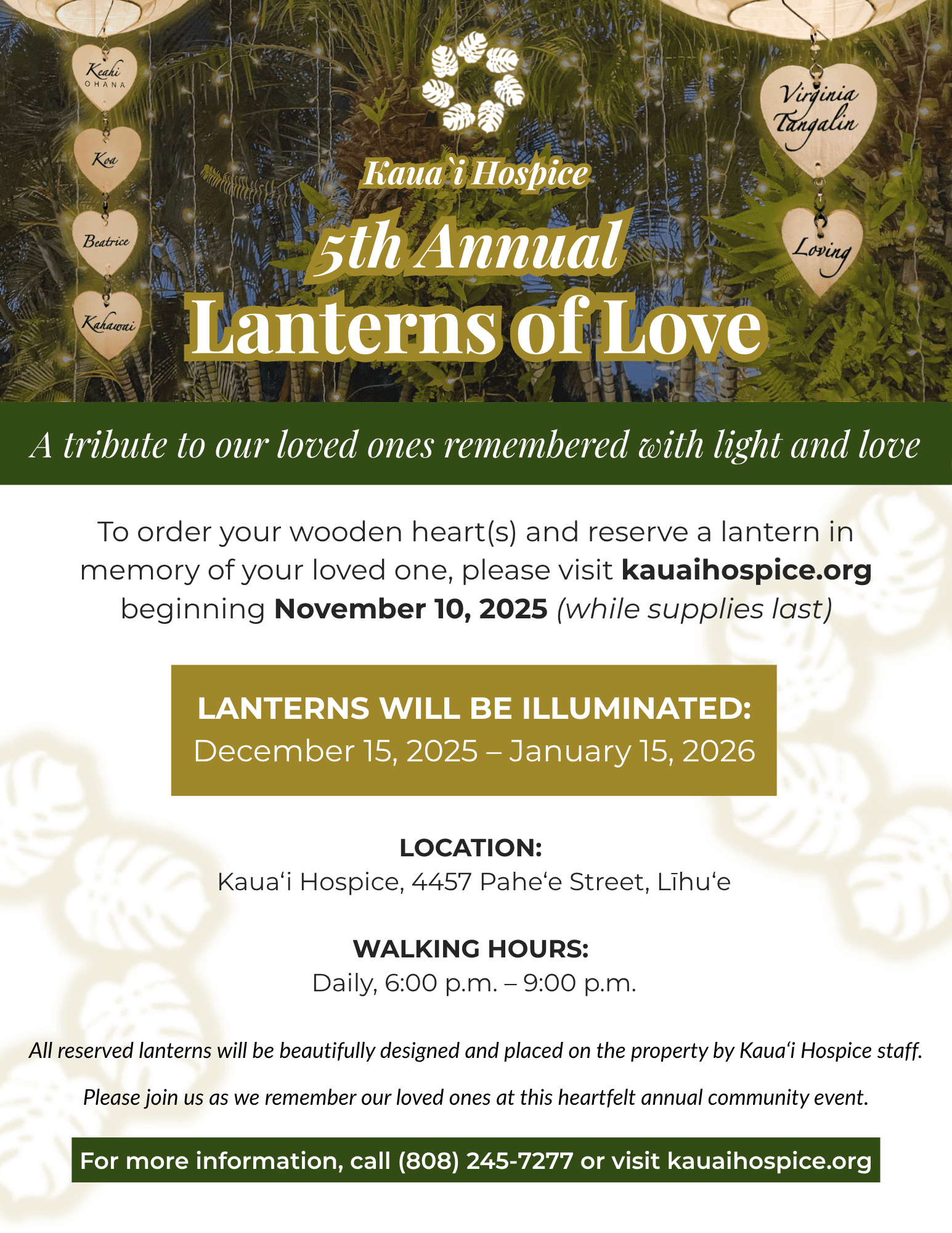 Kauaʻi Hospice concludes annual Lanterns of Love memorial lighting