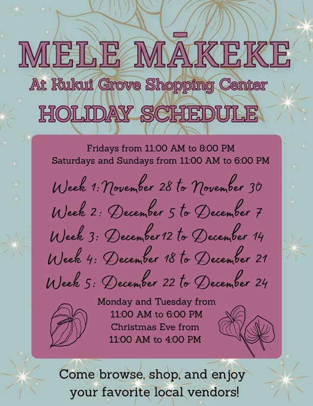 Mele Mākeke Returns to Kukui Grove, Boosting Local Holiday Economy