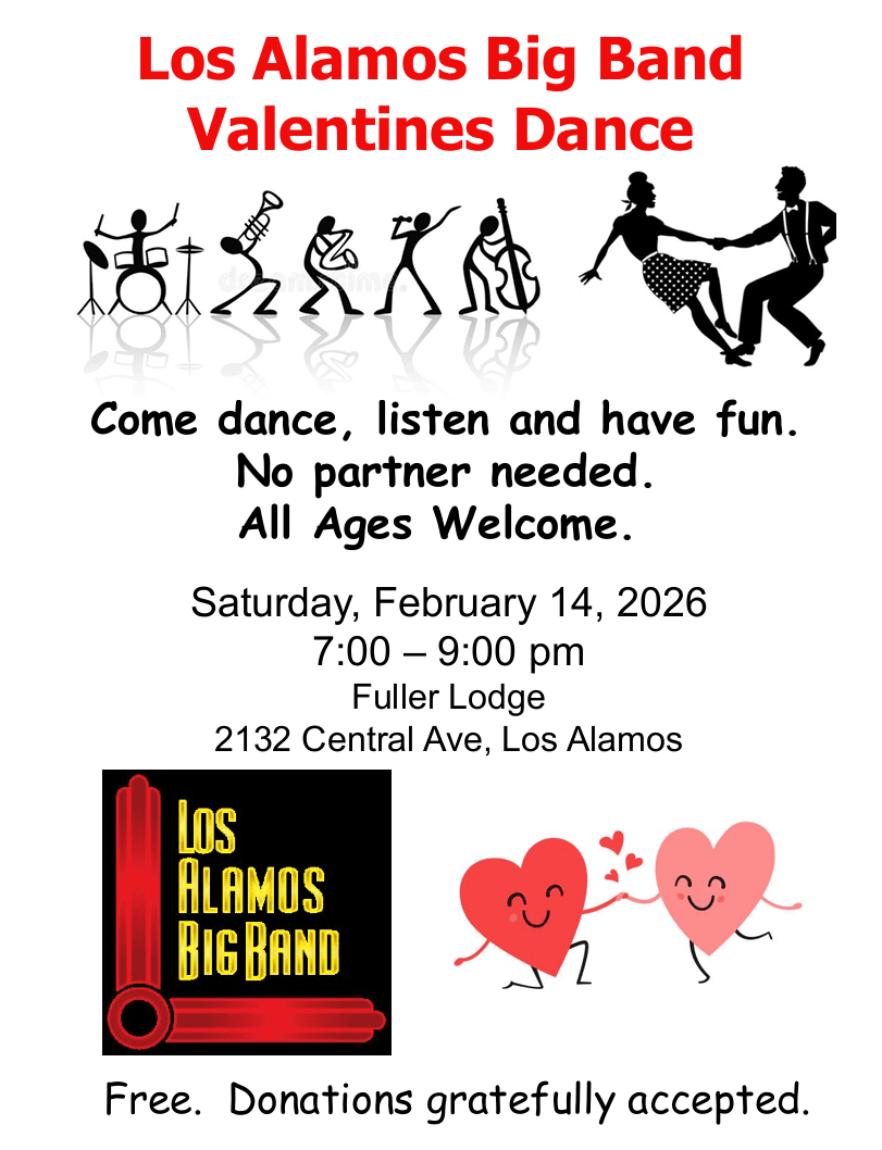 Los Alamos Big Band Hosts Valentine’s Dance Saturday at Fuller Lodge