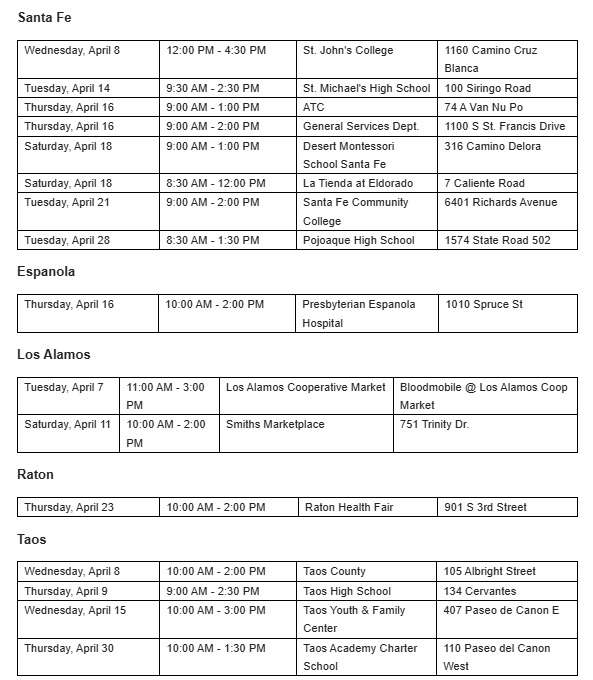 Vitalant Seeks Blood Donors at Two Upcoming Los Alamos County Events
