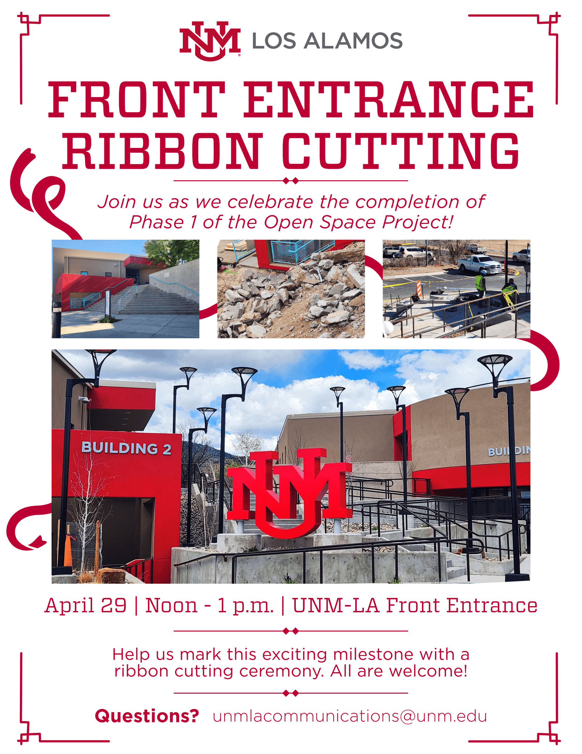 UNM-Los Alamos to cut ribbon on new front entrance April 29