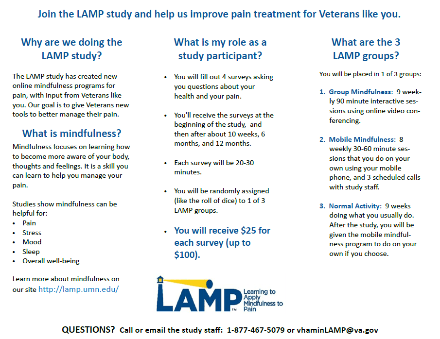 VA study finds telehealth mindfulness program eases veterans' chronic pain
