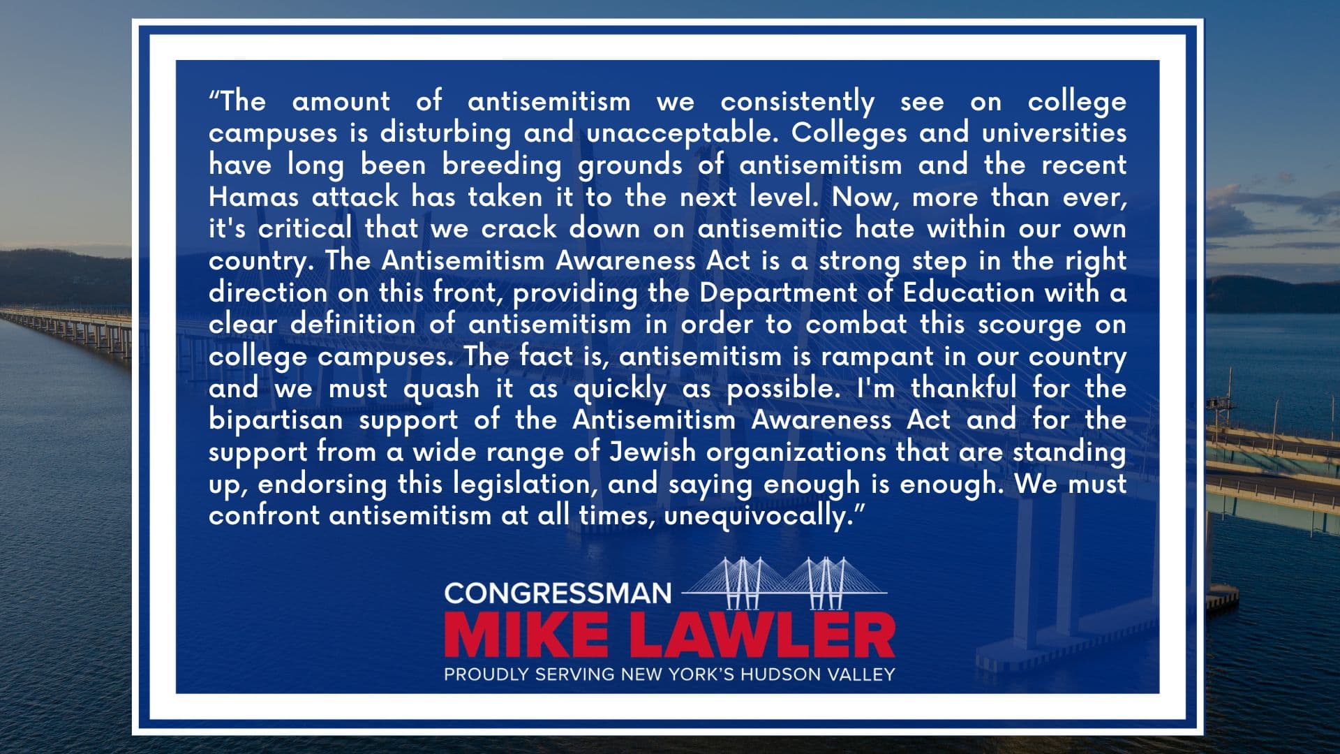 Lawler condemns antisemitic attack as House pushes new protections