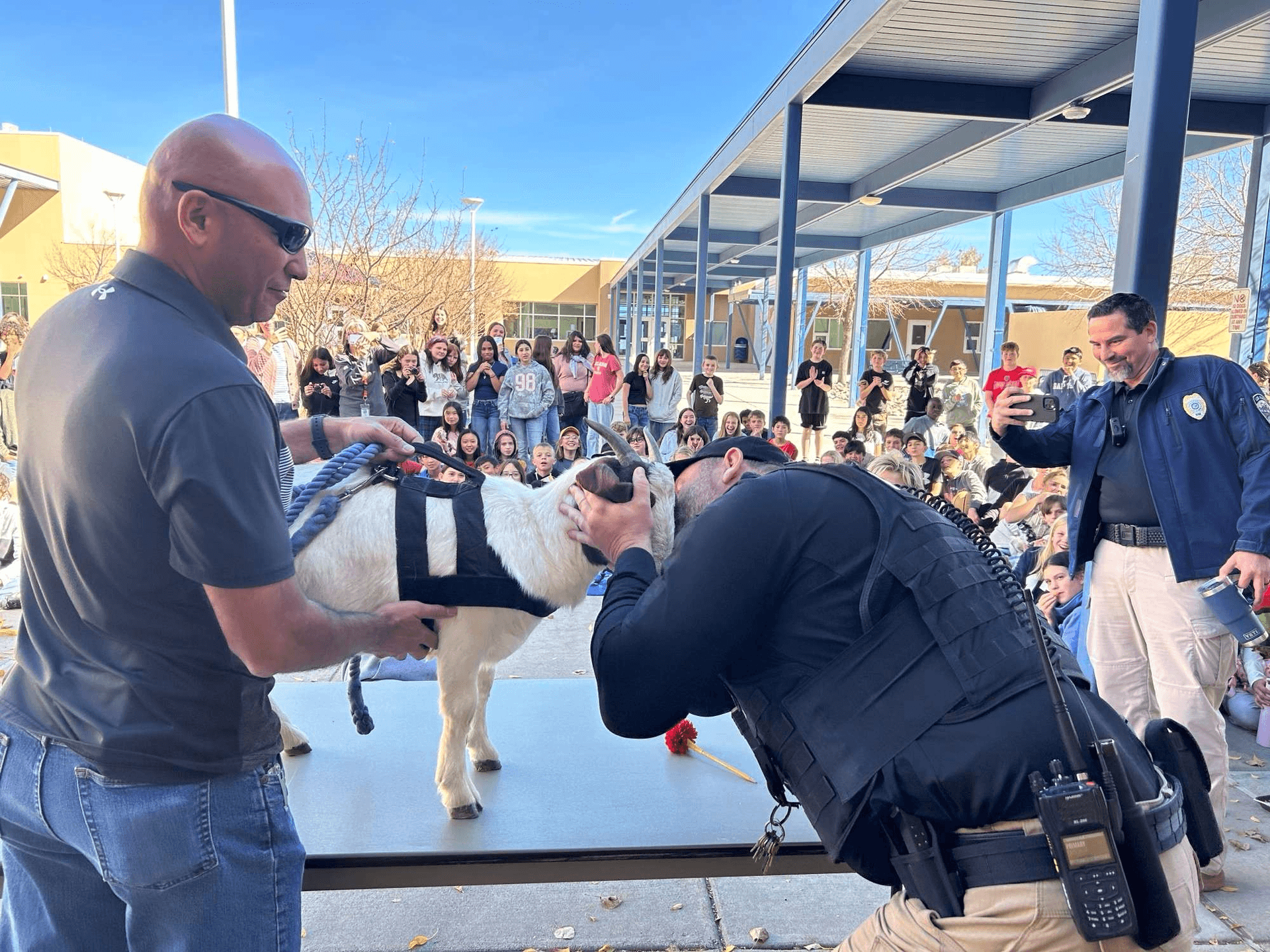 IUPA Features Los Alamos Middle School Officer James Keane After Goat Kiss