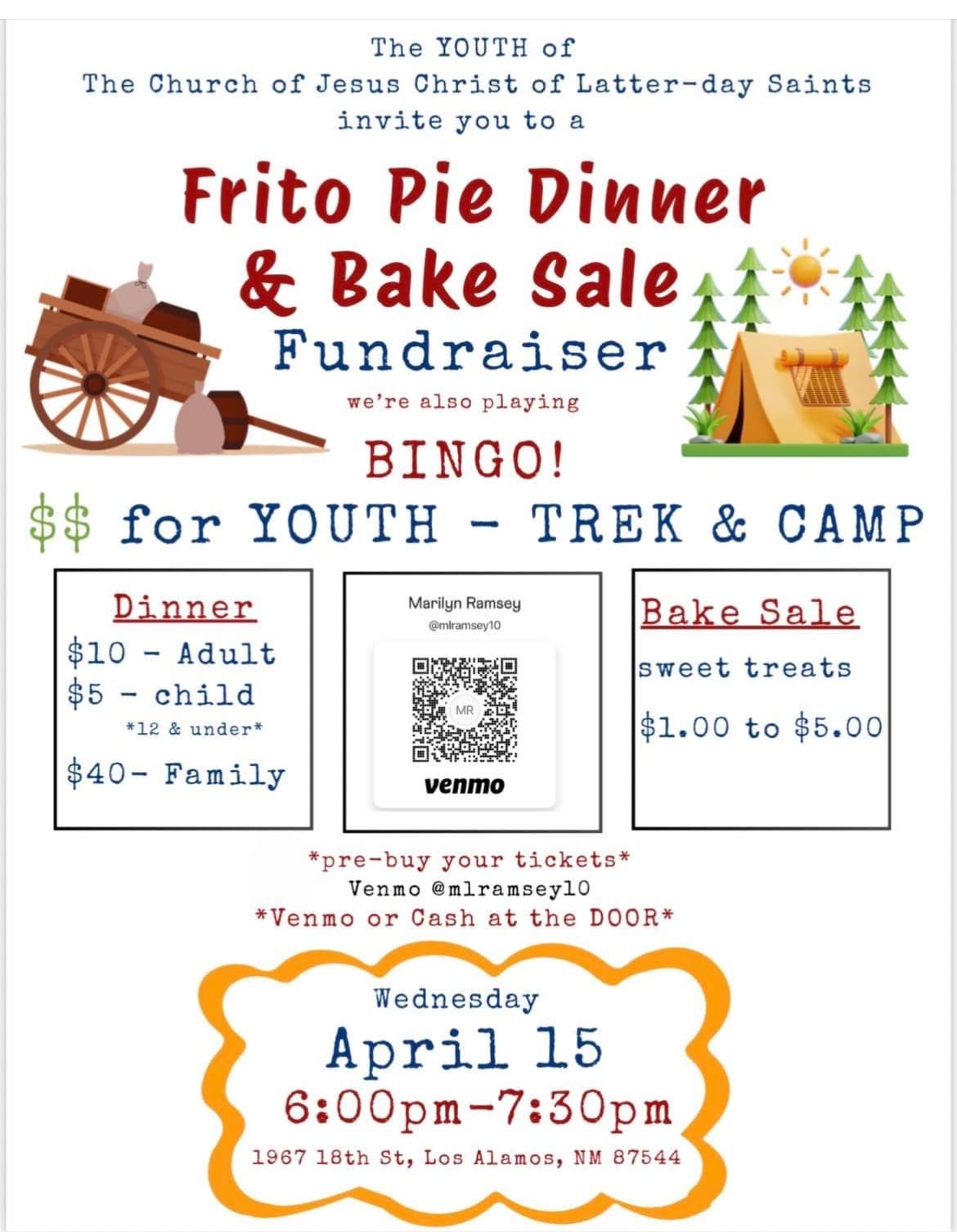 Frito Pie Dinner and Bingo Night to Fund Camp Trek Scholarships