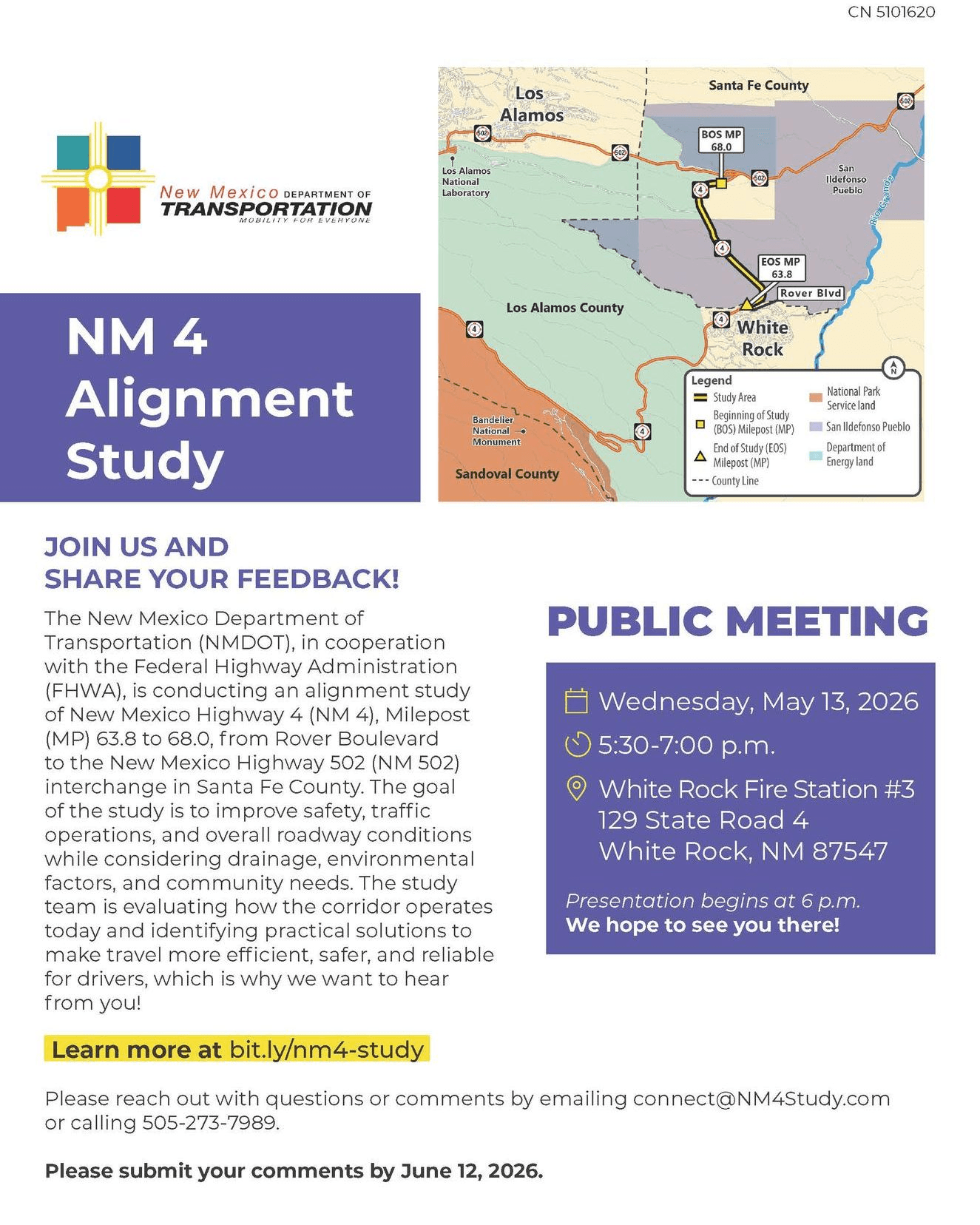 NMDOT seeks public input on NM 4 alignment study in White Rock