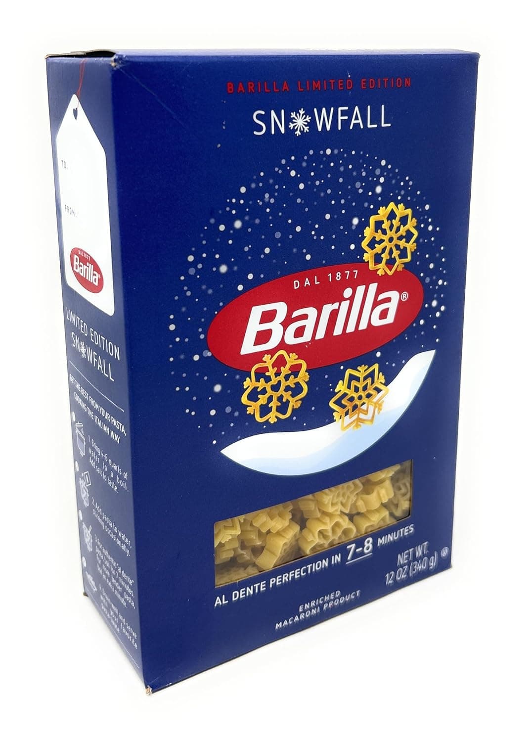 Barilla's Snowfall Pasta Cooks Al Dente, Holds Sauce, Ideal Gift