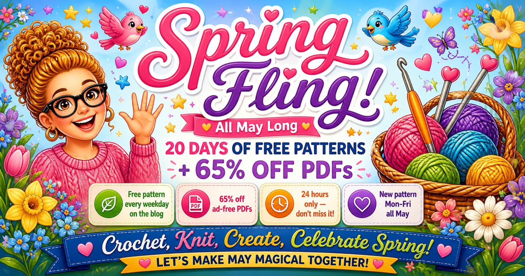 Marly Bird’s Spring Fling 2026 offers 20 days of free crochet patterns