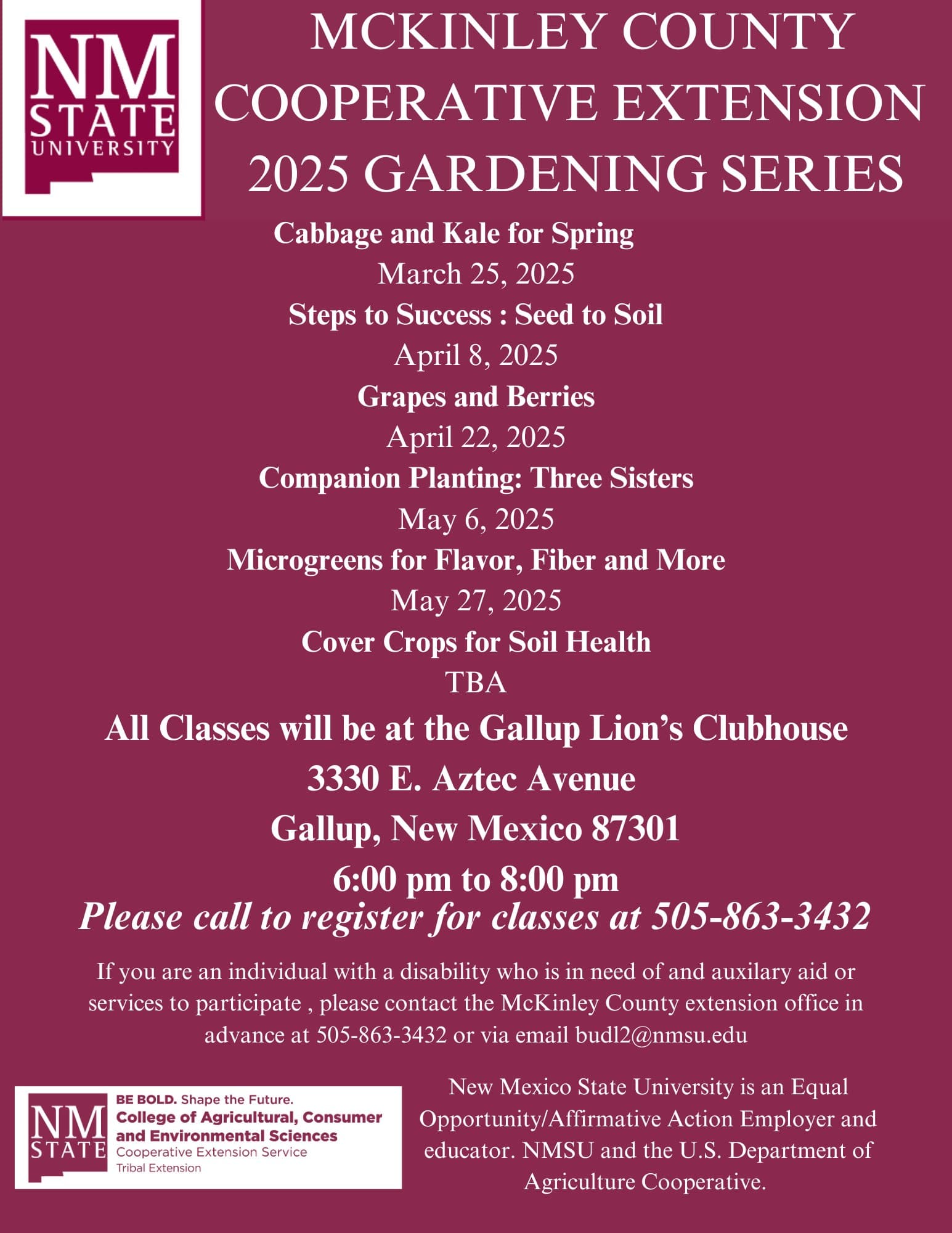 McKinley Extension opens registration, winter programs support food security