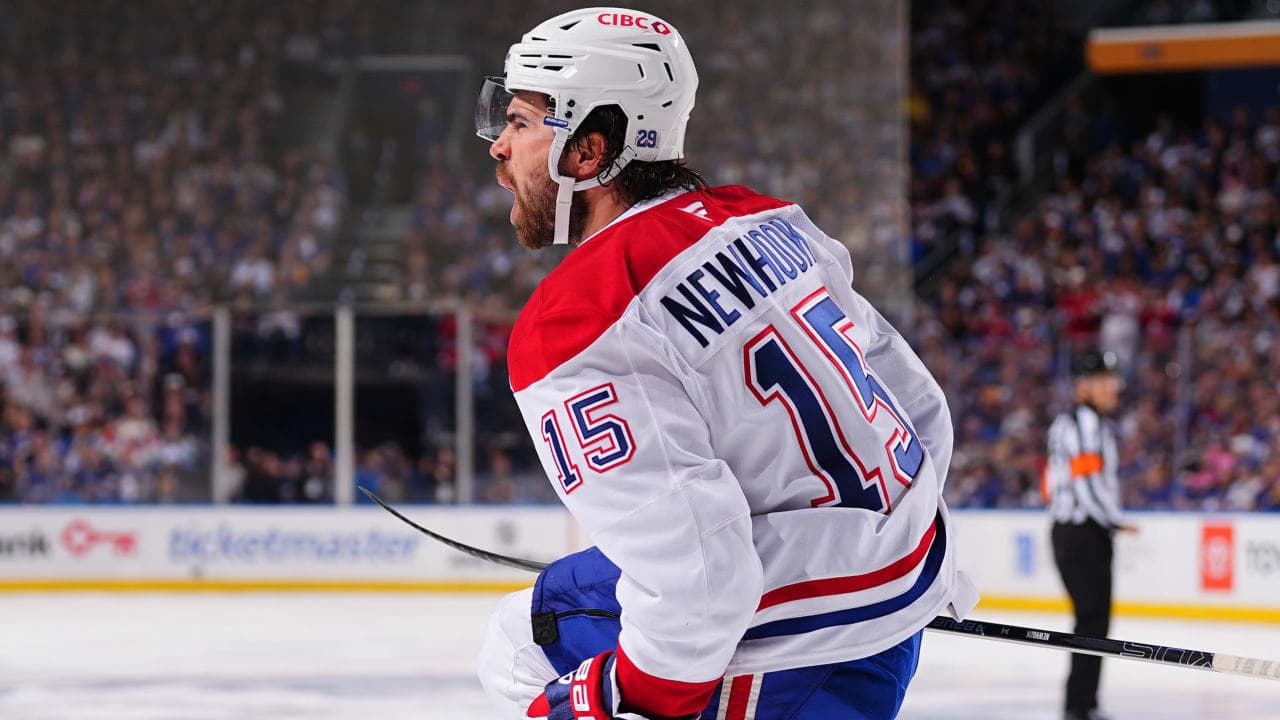 Montreal routs Buffalo 5-1 to even series behind Newhook's two goals