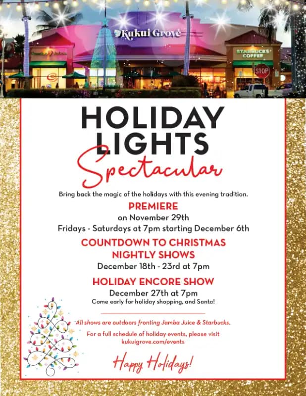 Kukui Grove Lights Bring Holiday Joy, Raise Public Health Considerations