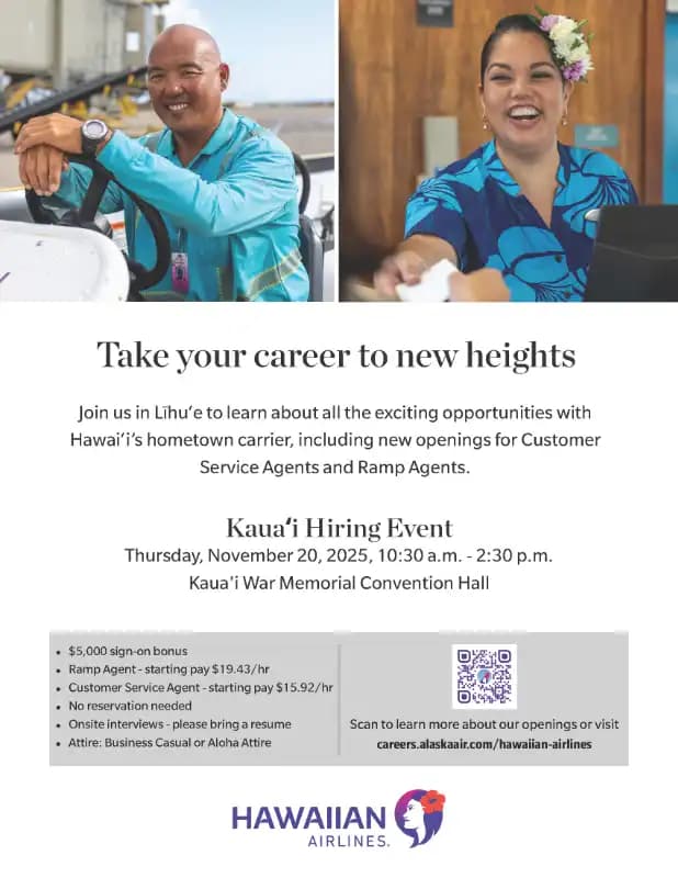Hawaiian Airlines Held Kaua‘i Hiring Event, Targeting Local Jobs