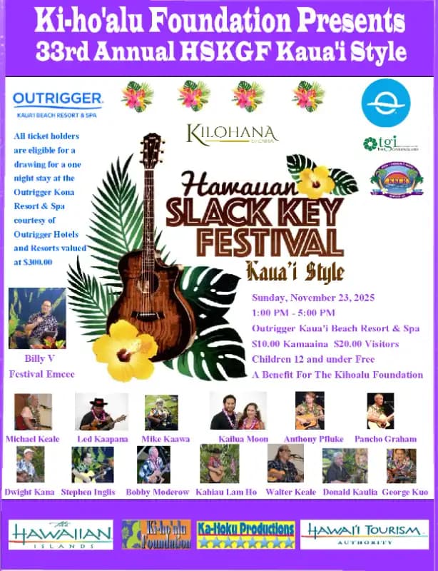 Slack Key Guitar Festival Returns to Kaua‘i, Celebrates 33 Years