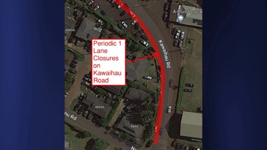 Road Work and Water Tank Project to Affect Kawaihau Road