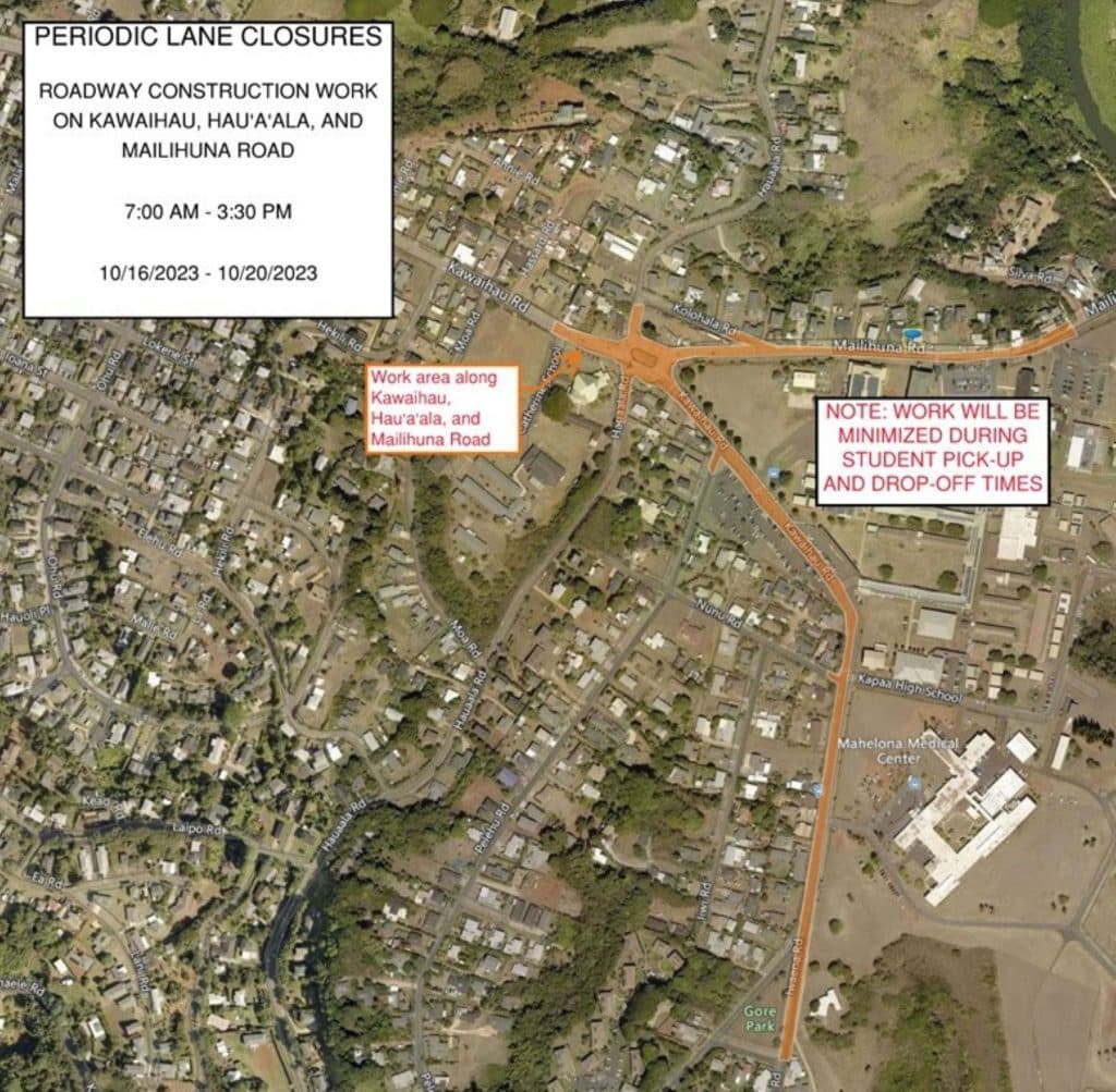 Southbound Kapaʻa Bypass Lane Closed Daily for Vegetation Work