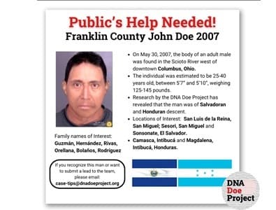 Genealogists link 2007 Franklin County John Doe to Central America