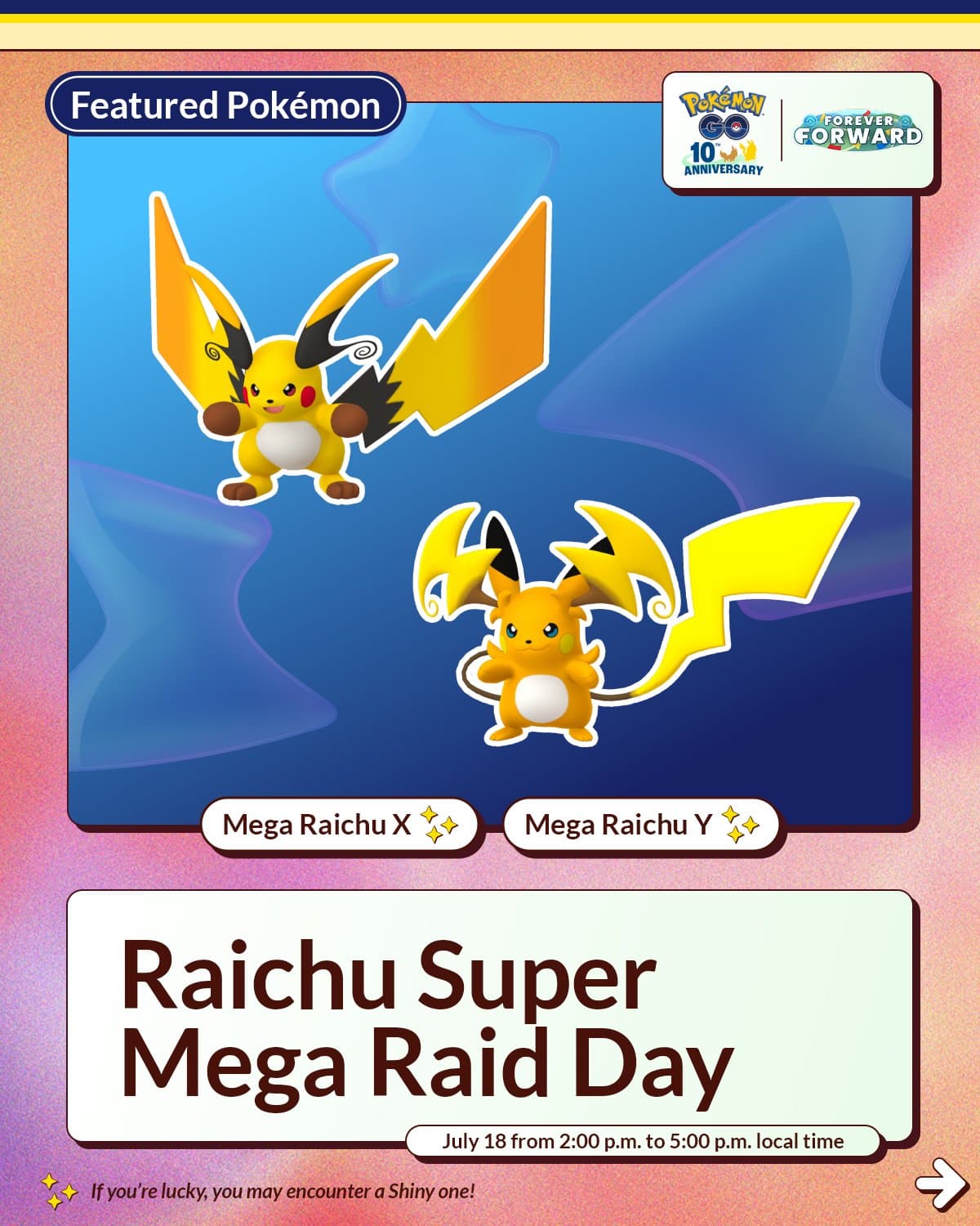 Pokémon GO adds Mega Raichu X and Y to July 18 raid day