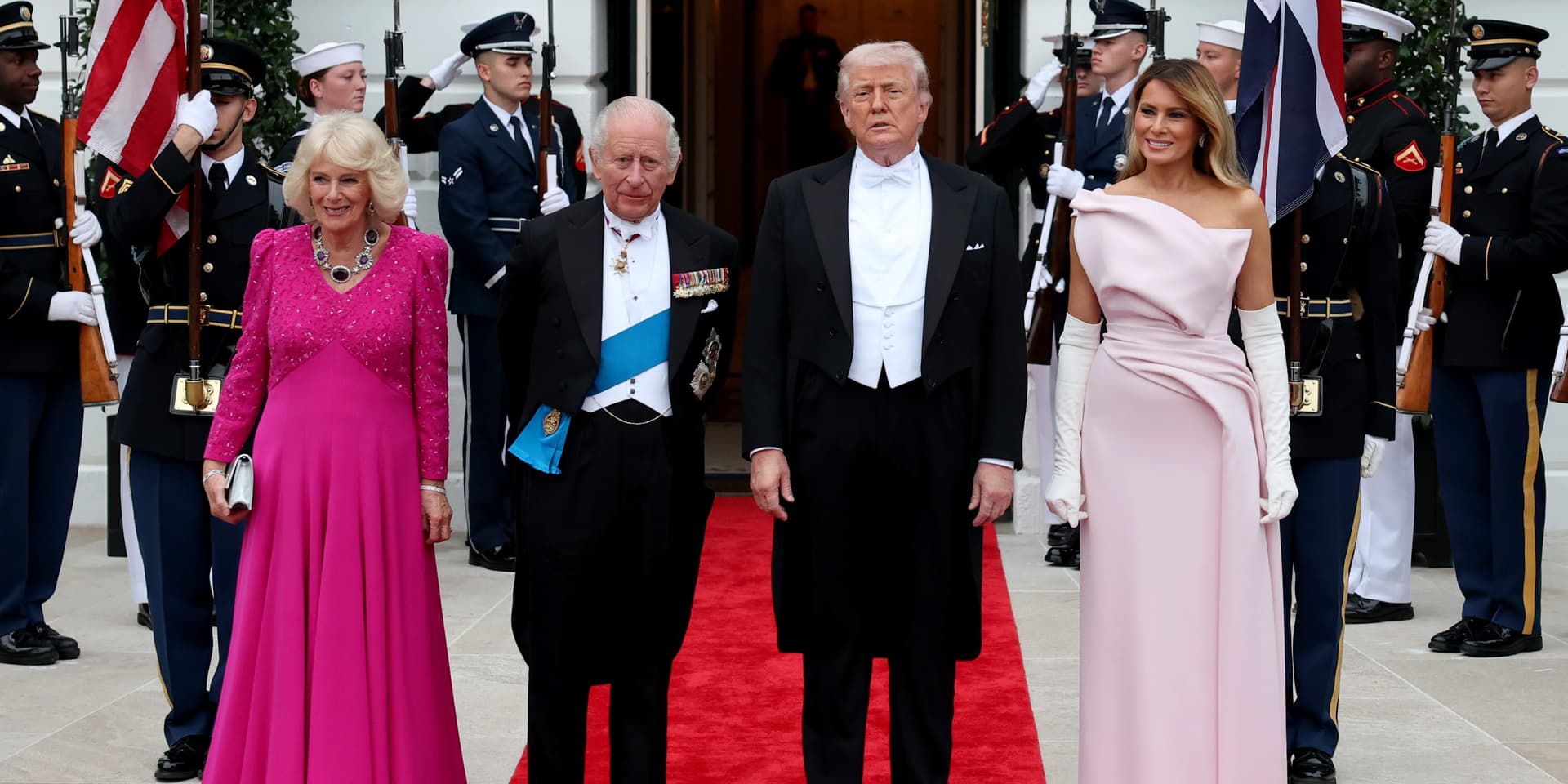 Queen Camilla’s Fuchsia Gown, Historic Amethyst Jewels Steal State Dinner Spotlight