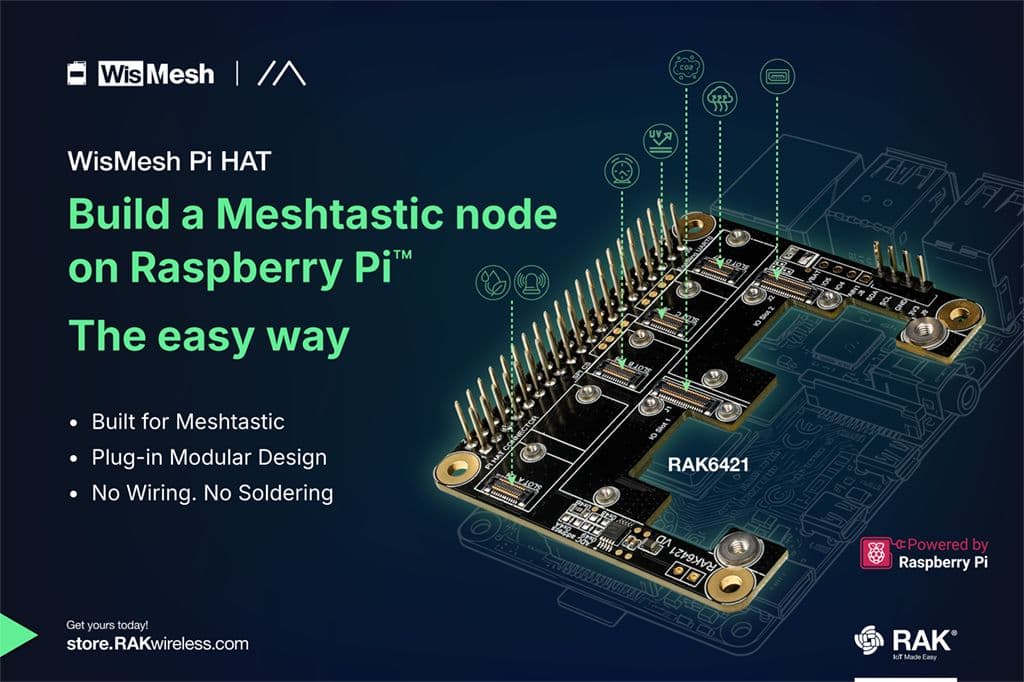 RAKwireless Launches WisMesh Pi HAT for Reliable Meshtastic Gateways