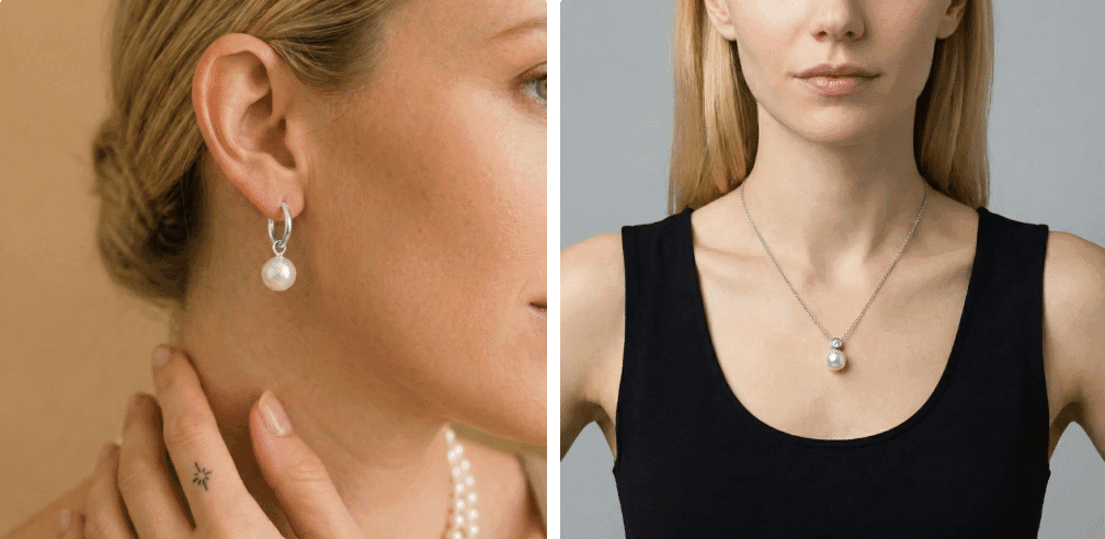 Minimalist Pearl Earrings and Necklaces, Styled for Modern Wardrobes