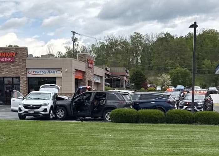 Medical emergency sends driver crashing into Goshen gas station lot