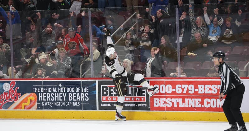 Suzdalev Scores Twice, Miroshnichenko’s 45-Second OT Goal Gives Bears Win Over Checkers