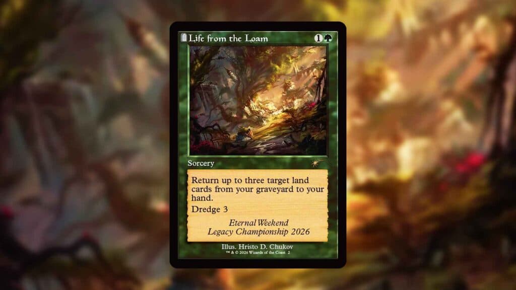 Eternal Weekend promos are scarce, and Life from the Loam fits Commander lands decks