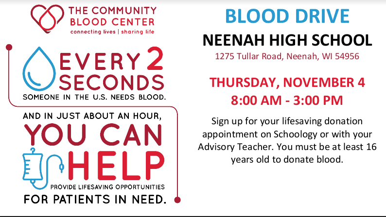Hiland High School NHS Blood Drive Set for March 16, Community Slots Open
