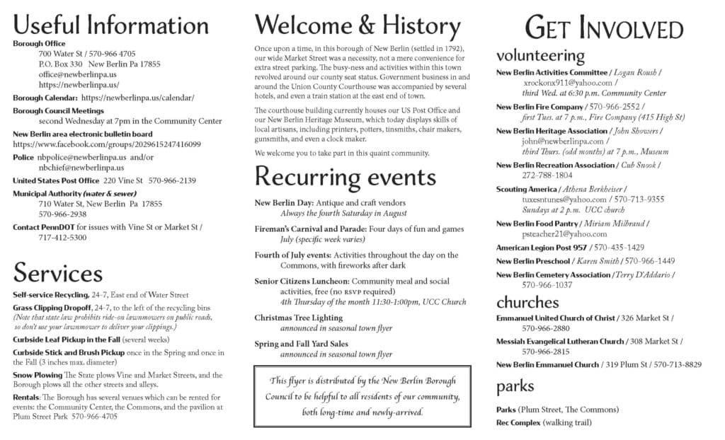 New Berlin calendar lists yard sales, council meetings and summer events