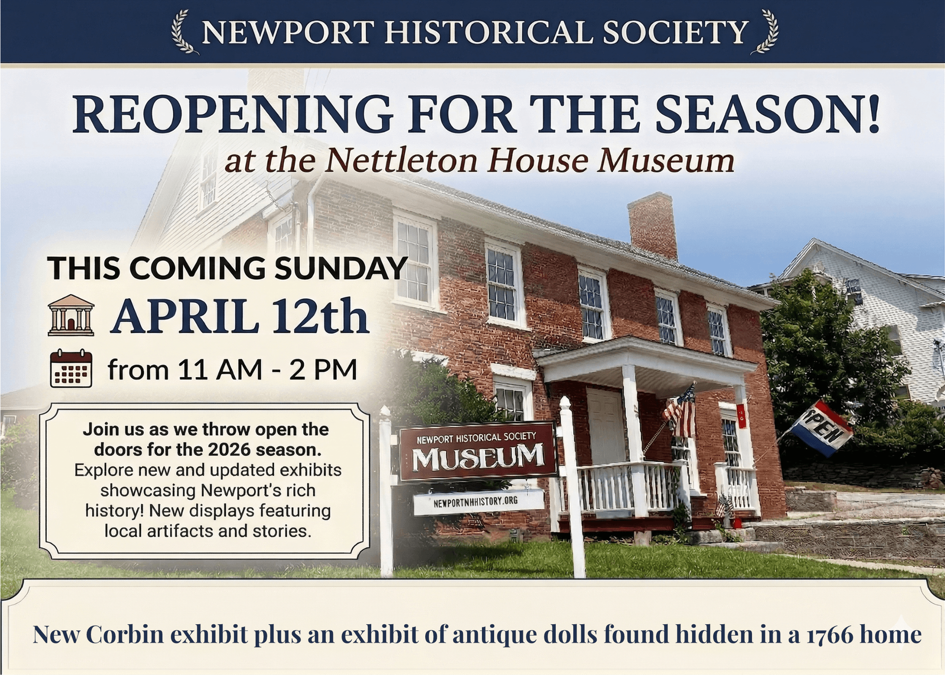 Newport Historical Society to reopen Nettleton House for spring season