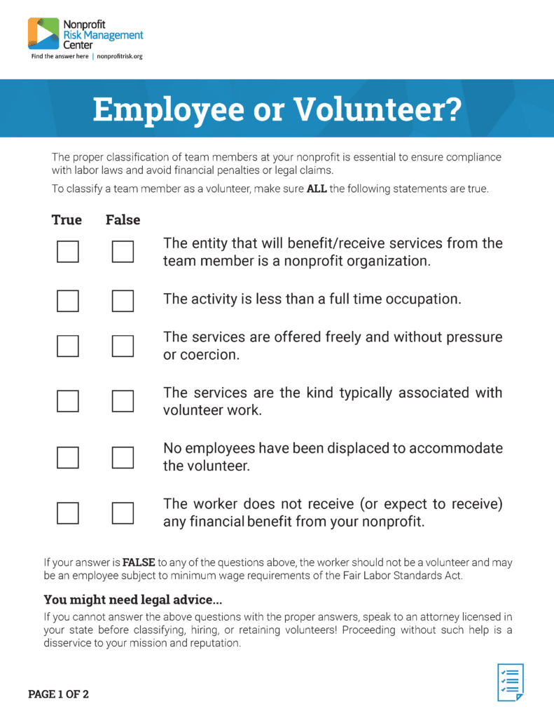 A Simple Gesture releases guidance for nonprofits on volunteer versus employee classification
