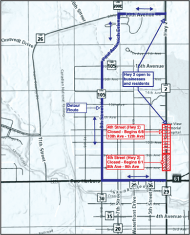 Two Harbors 4th Street closes for weeks, detour in place