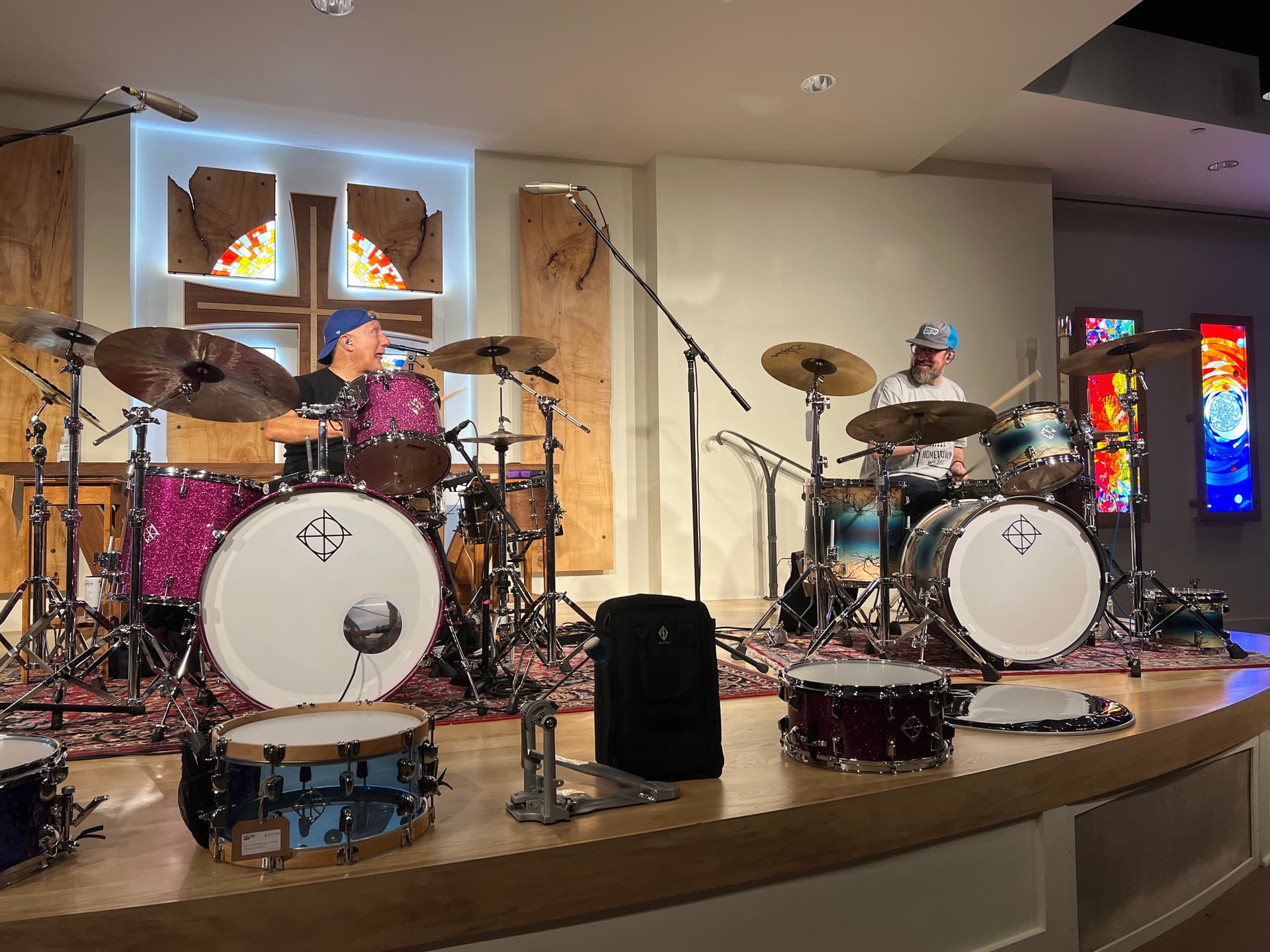 Gregg Bissonette shares drumming tips with Harrisonburg musicians at workshop