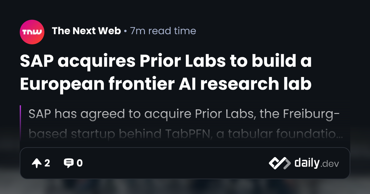 SAP to buy Prior Labs, invest over €1 billion in AI push
