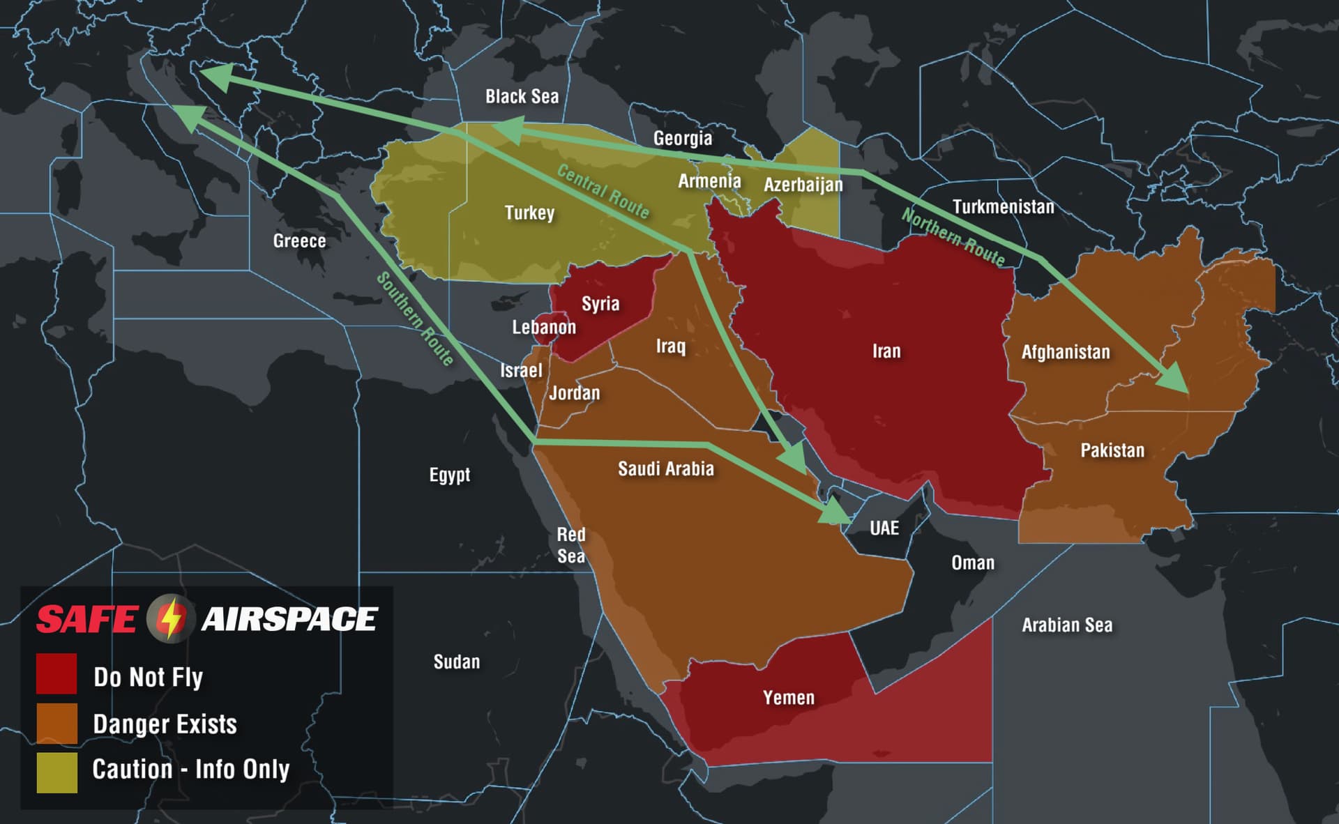 Major carriers suspend and trim Middle East routes as airspace stays closed