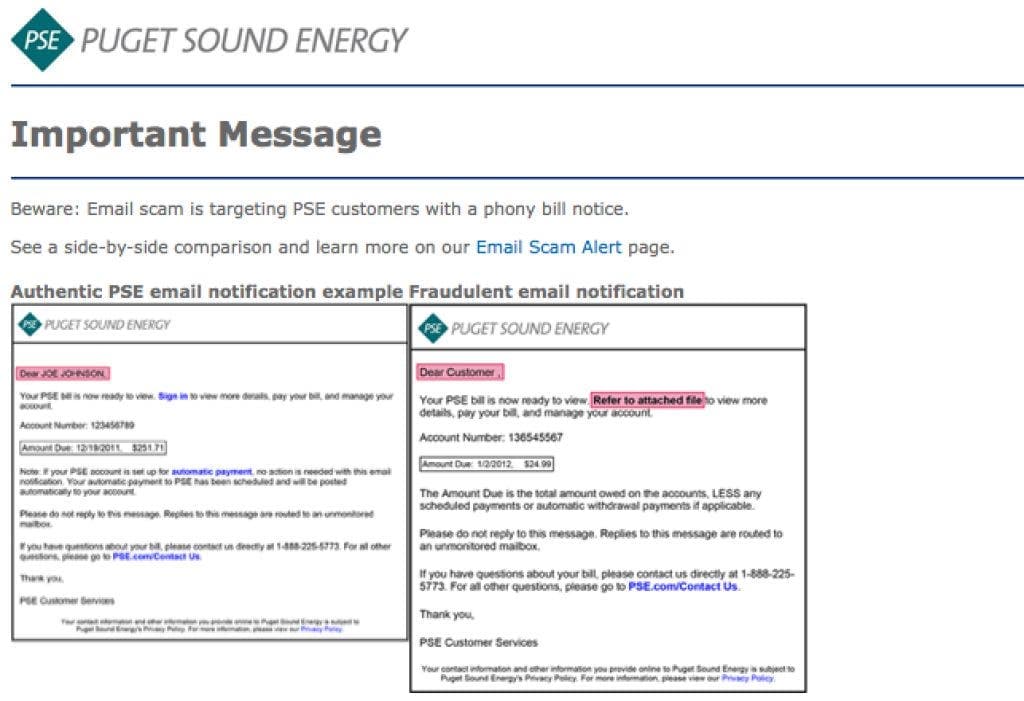 PSE warns Island County customers about fake bill emails