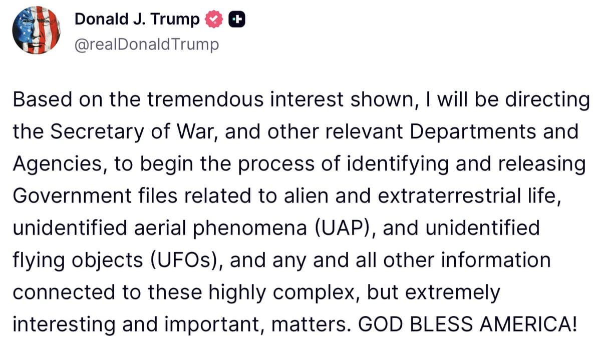 Trump says administration will soon release more UFO information