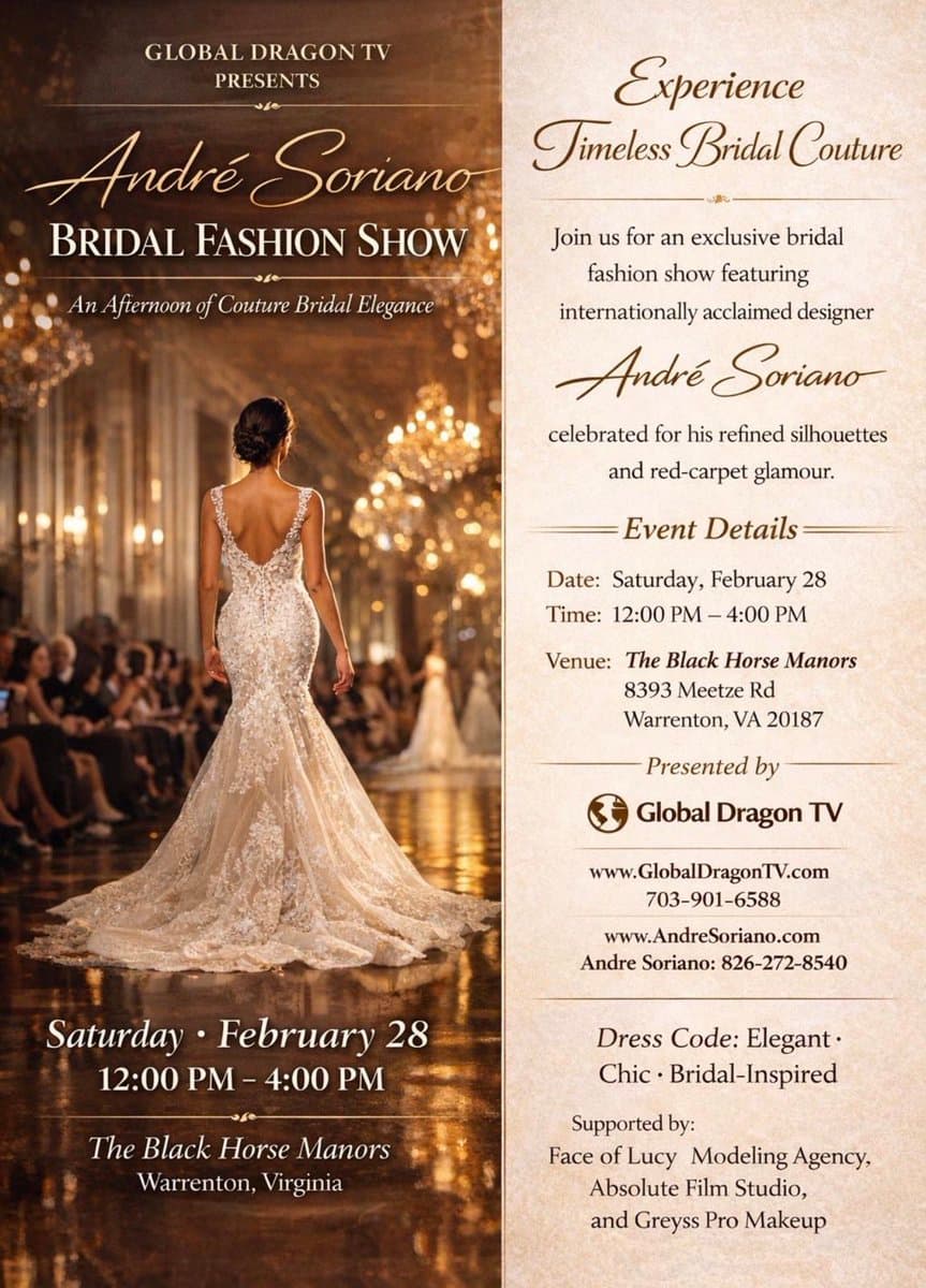 GDTV and Andre Soriano debut bridal collection at Black Horse Manor, Warrenton