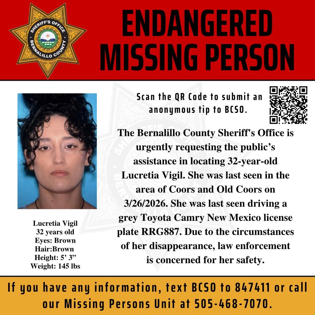 Bernalillo Sheriff Seeks Public Help Finding Missing 32-Year-Old Lucretia Vigil