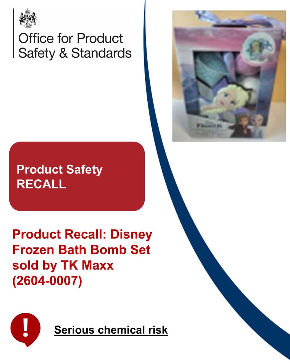 TK Maxx recalls Disney Frozen Bath Bomb Set over phthalate risk